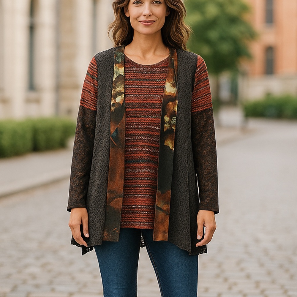 Calessa Women’s Multi Long Sleeve Casual Top Sz-S/M